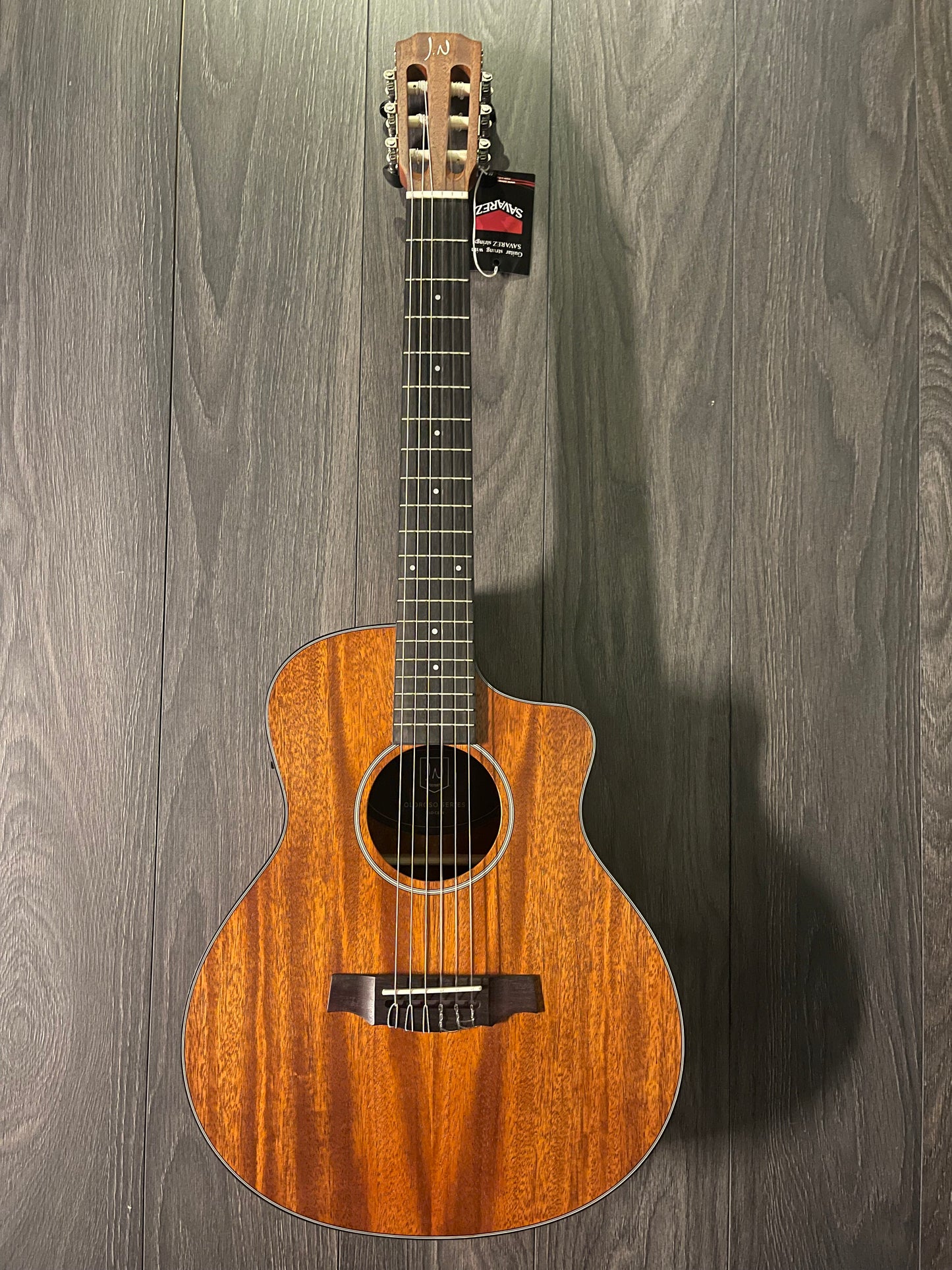 J.N Guitars Oloroso Series OLO-CE N Auditorium Electro-Acoustic Classical Guitar with Sapele Soundboard