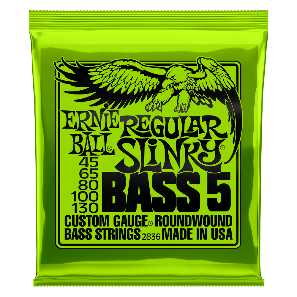 ERNIE BALL SUPER SLINKY ROUND WOUND ELECTRIC BASS 5 STRINGS - 45-130 GAUGE