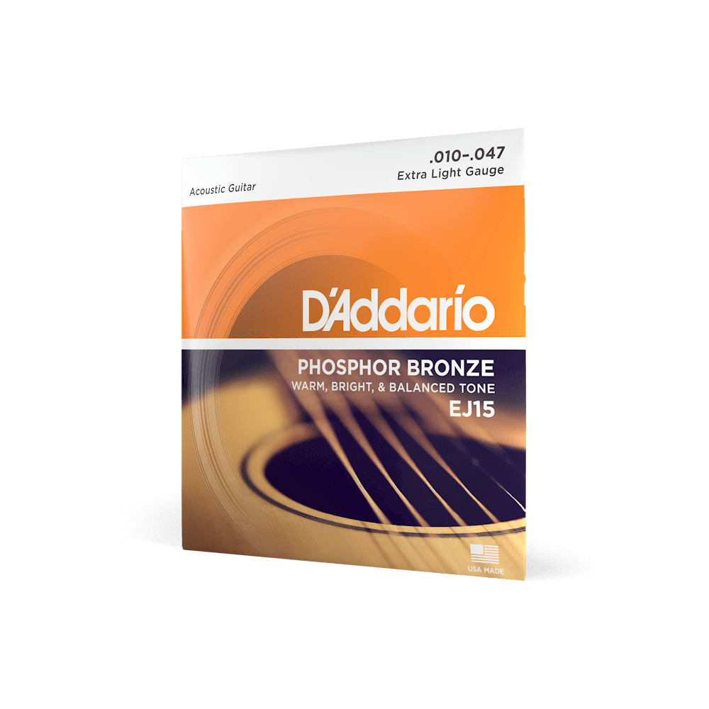 D'ADDARIO EJ15 Phosphor Bronze 10-47 Acoustic Guitar Strings, Extra Light