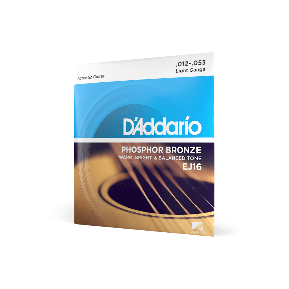 D'ADDARIO EJ16 Phosphor Bronze 12-53 Acoustic Guitar Strings, Light