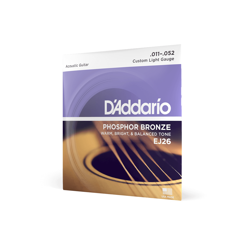 D'ADDARIO EJ26 Phosphor Bronze 11-52 Acoustic Guitar Strings, Custom Light