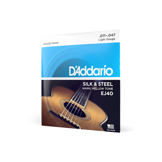 D'ADDARIO EJ40 Silk & Steel Acoustic Guitar Strings 11-47