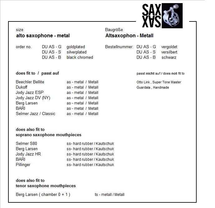 SAXXAS - (Winslow) Saxophone Ligatures