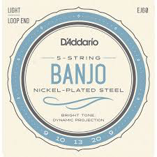 D'ADDARIO 5-String Banjo-Set, Nickel Wound, Loop End.