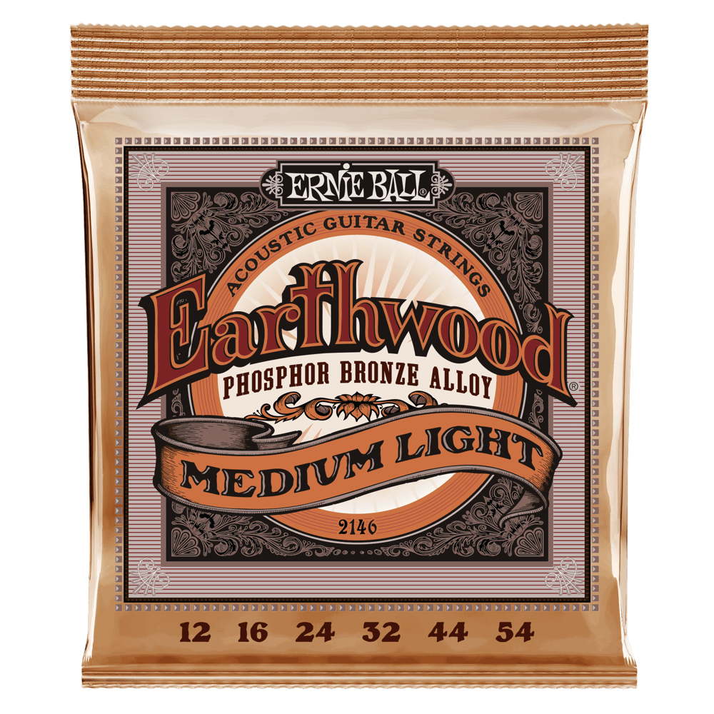 EARTHWOOD MEDIUM LIGHT PHOSPHOR BRONZE ACOUSTIC GUITAR STRINGS - 12-54 GAUGE