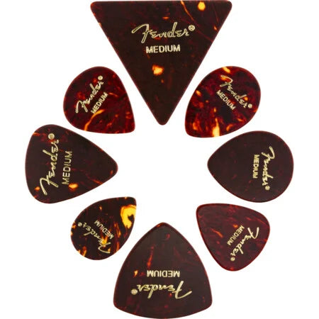 Fender All Shapes Celluloid Medley Tortoise Shell 8 pack