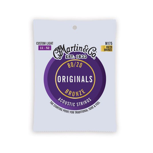 MARTIN ACOUSTIC GUITAR STRINGS CUSTOM LIGHT 80/20 BRONZE - 11-52 GAUGE