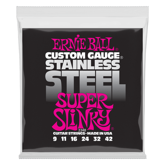 ERNIE BALL CUSTOM GAUGE STAINLESS STEEL SUPER SLINKY - 9-42