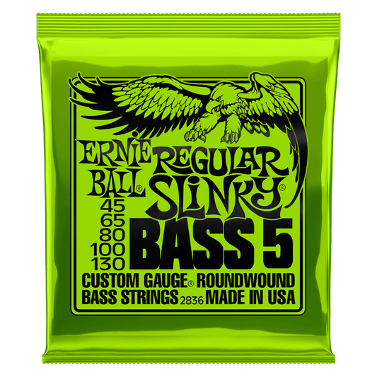 ERNIE BALL SUPER SLINKY ROUND WOUND ELECTRIC BASS 5 STRINGS - 45-130 GAUGE