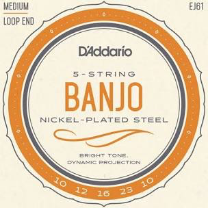 D'ADDARIO 5-String Banjo-Set, Nickel Wound, Loop End.