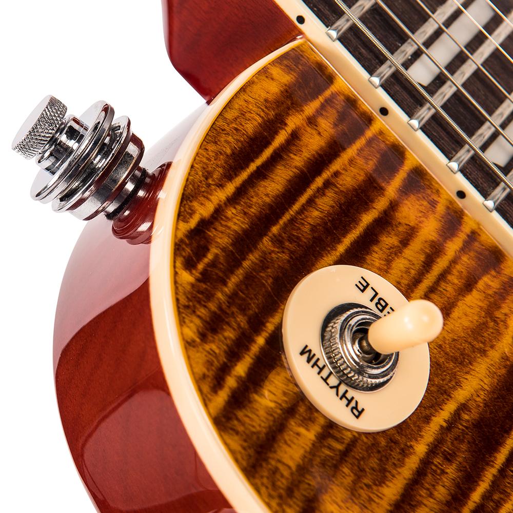 Vintage V100AFD ReIssued Electric Guitar ~ Flamed Amber