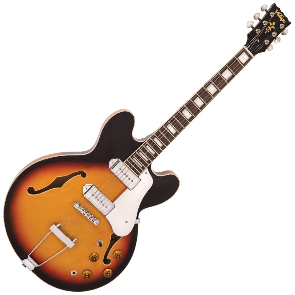 Vintage VSA500P ReIssued Semi Acoustic Guitar ~ Vintage Sunburst