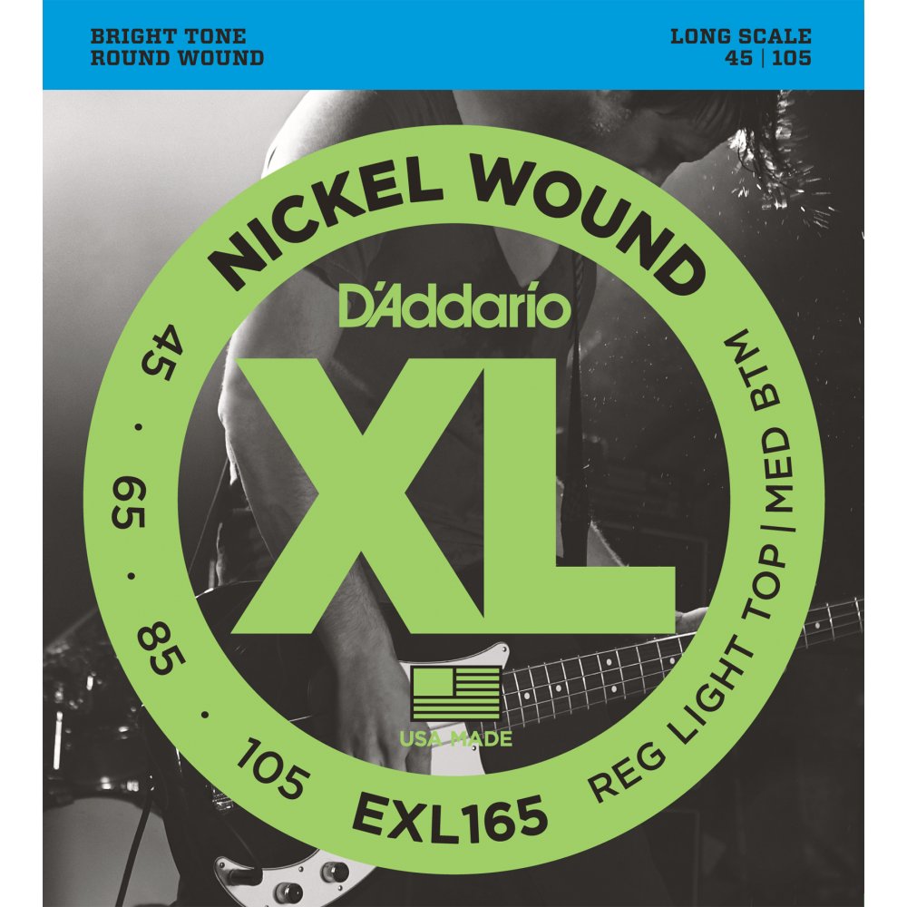 D'Addario Nickel Wound XL EXL190 45/105 Regular Light Top/Medium Bottom Long Scale Bass Strings